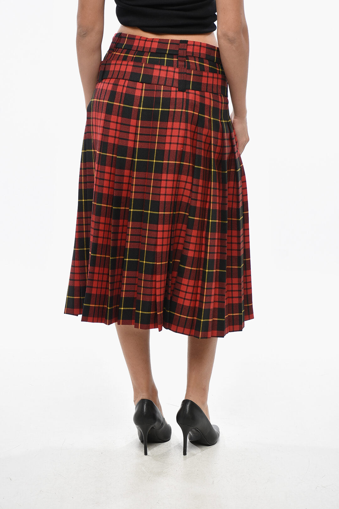 Alexander McQueen 2550~Tartan Midi Wrap Skirt With Pleated Design, view 2