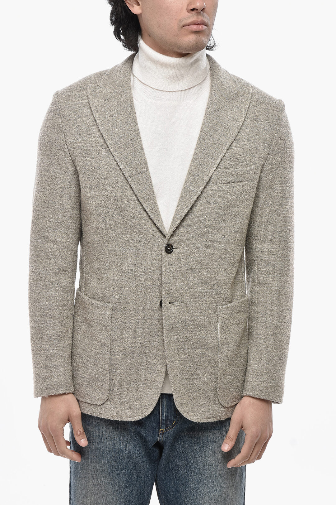 Paolo Pecora 2500~Bouclé Cotton-Blend Unlined Blazer with Patch Pockets