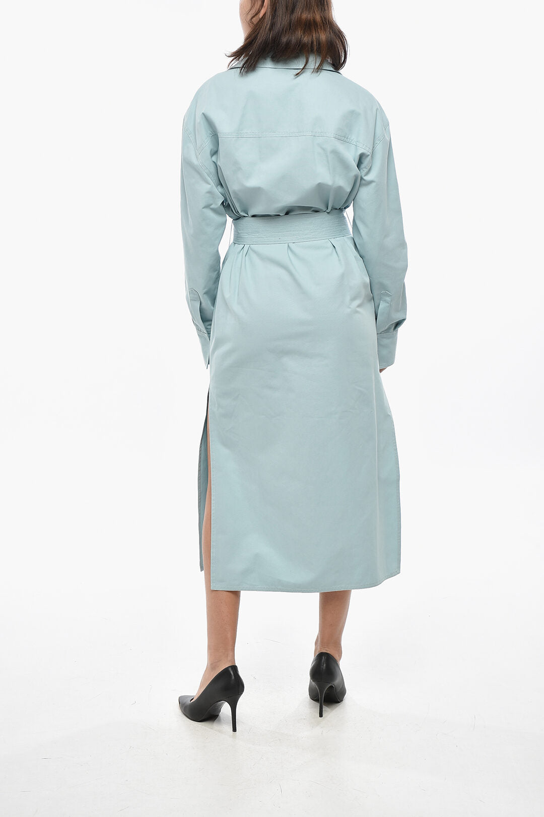 Super Blond 2750~Cotton Shirt Dress with Utility Pockets and Belt, view 2