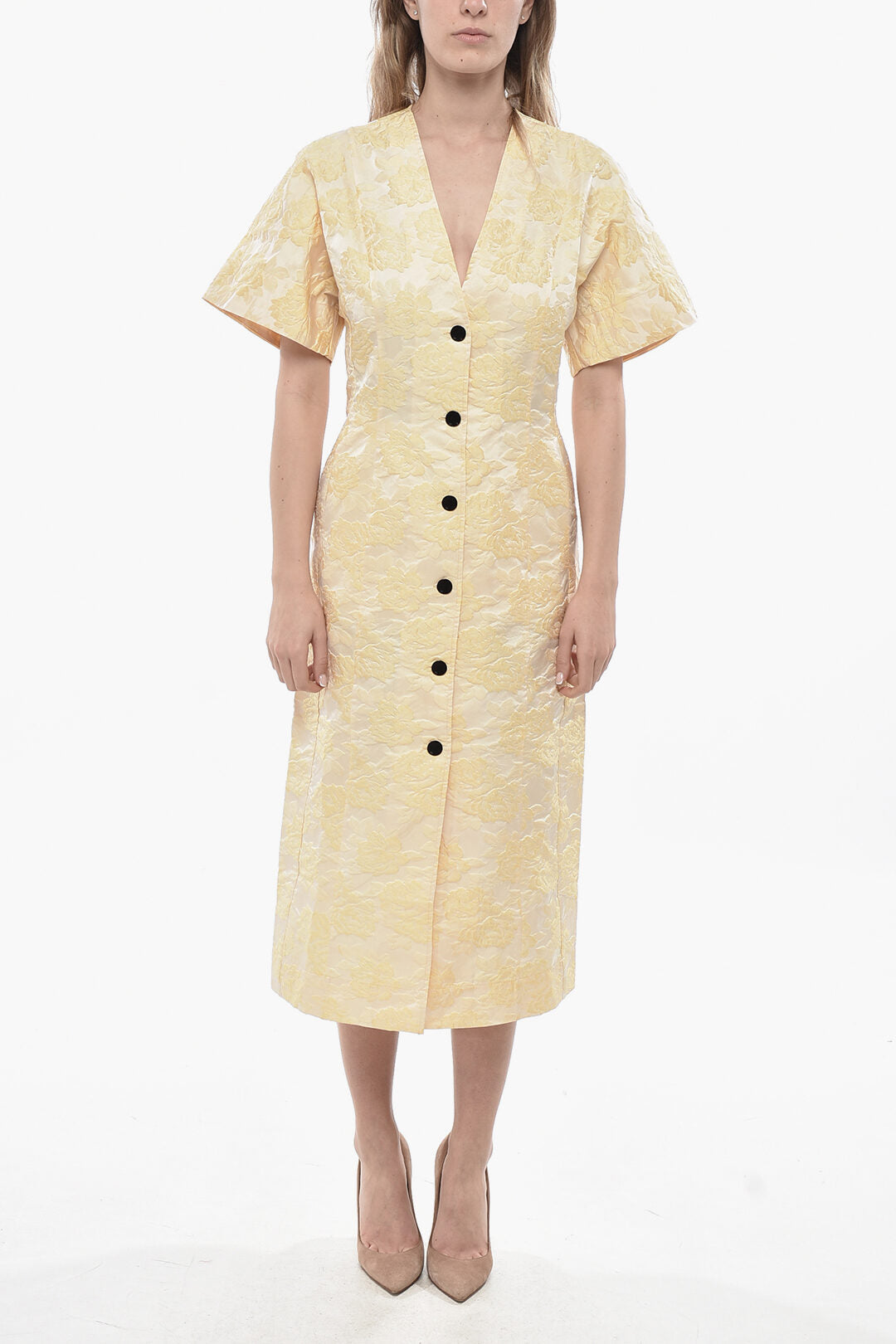 Ganni 3000~Jacquard Short-Sleeved Shirt Dress