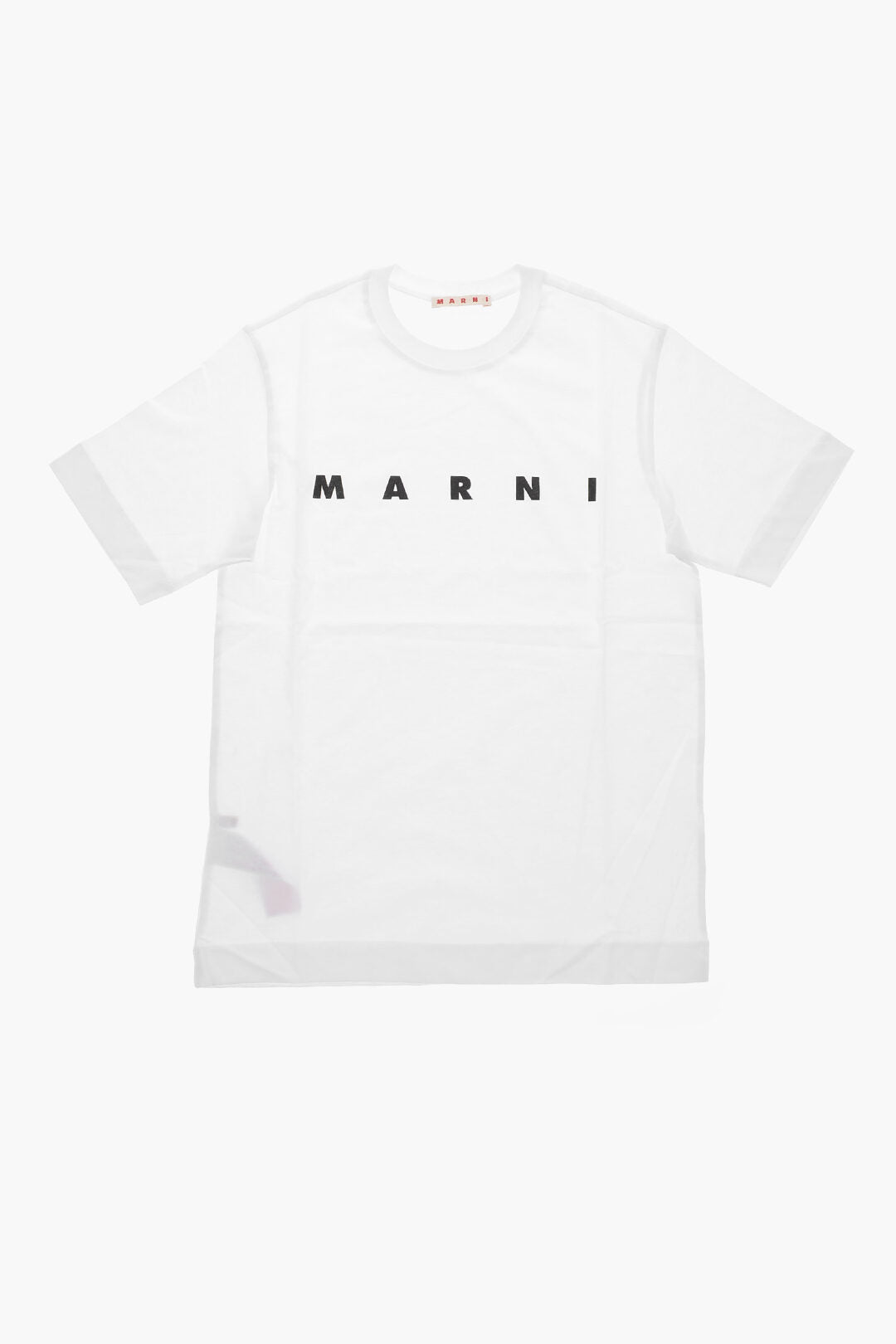 Marni Kids 0115~Crew Neck Solid T-Shirt with Printed Logo