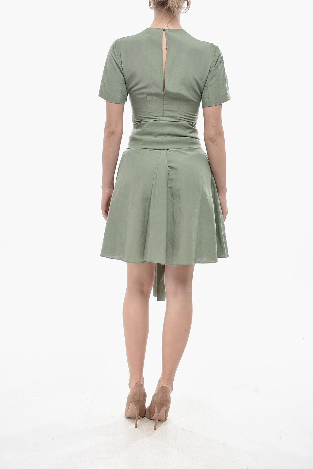 Loewe 2850~Linen-Blend Midi Dress With Front Knot