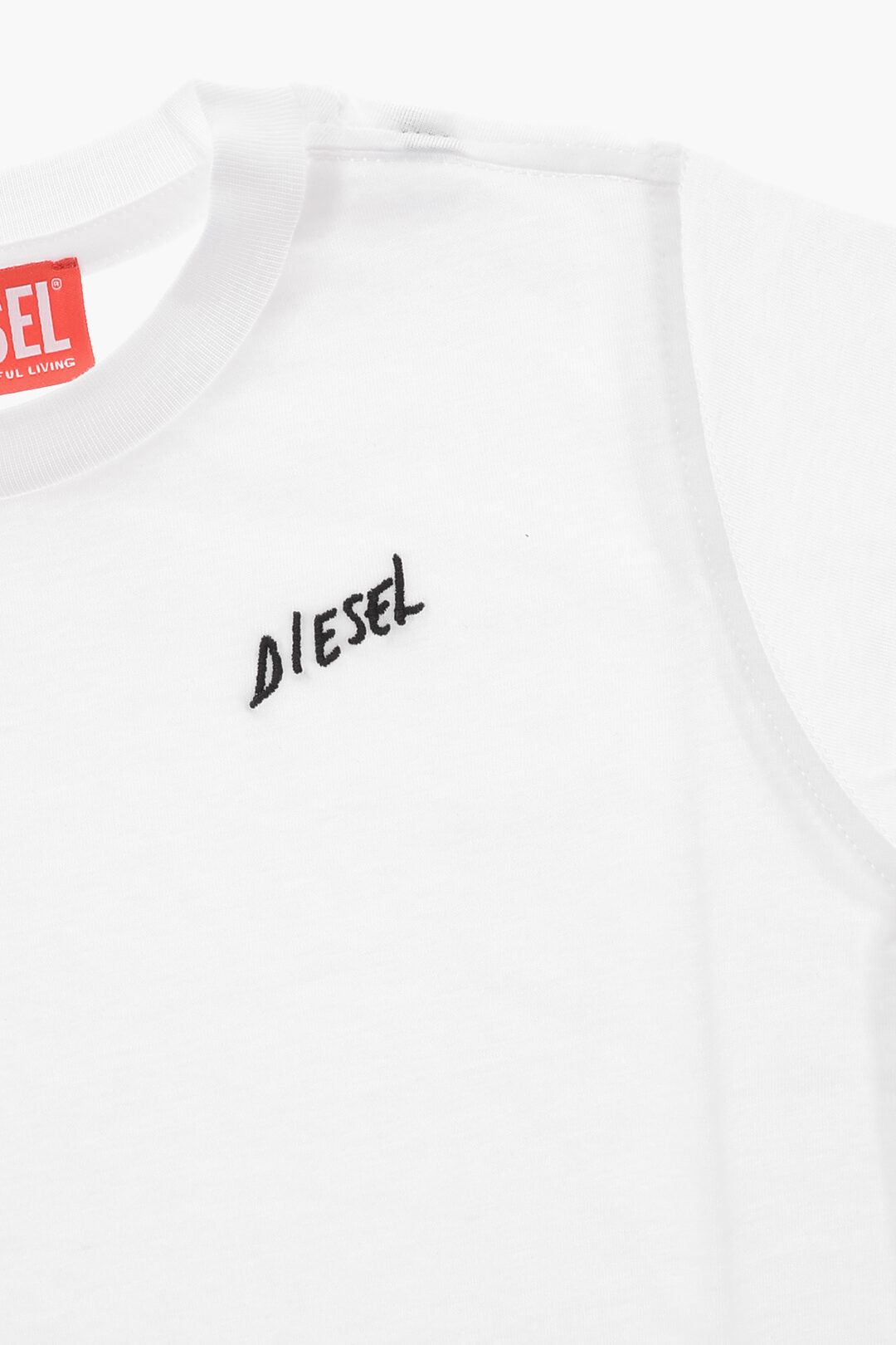 Diesel Kids 2405~Solid Crew Neck T-Shirt With Embroidered Logo, view 2