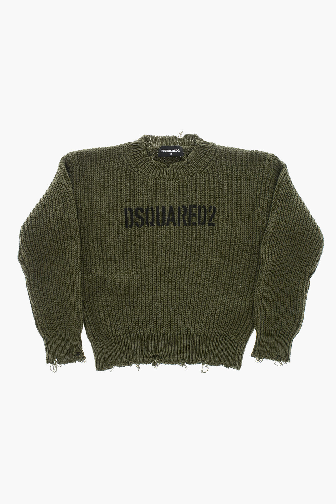 Dsquared2 Kids 2850~Cotton-Blend Crewneck Sweater with Vintage Effect