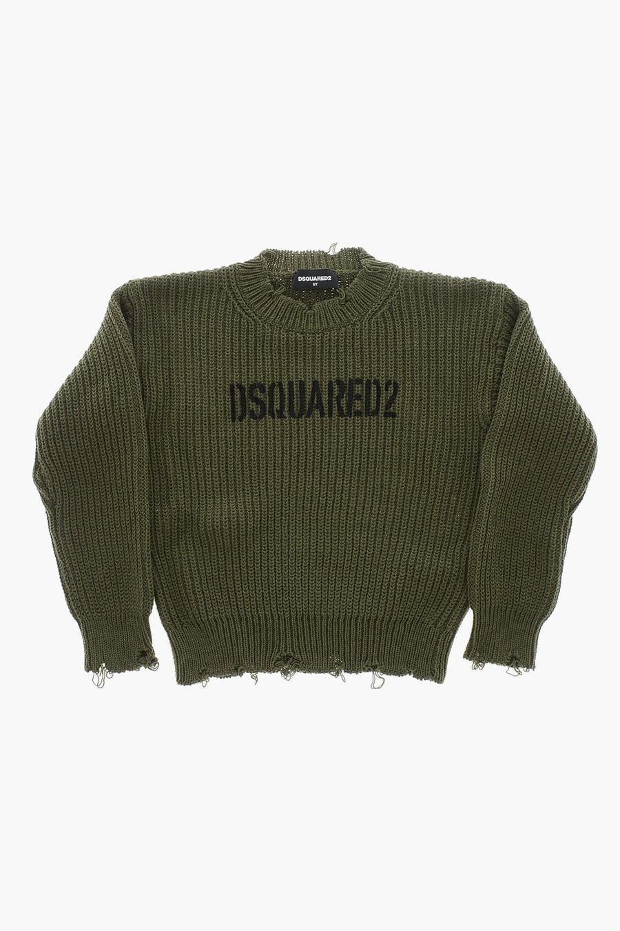 Dsquared2 Kids 2850~Cotton-Blend Crewneck Sweater with Vintage Effect