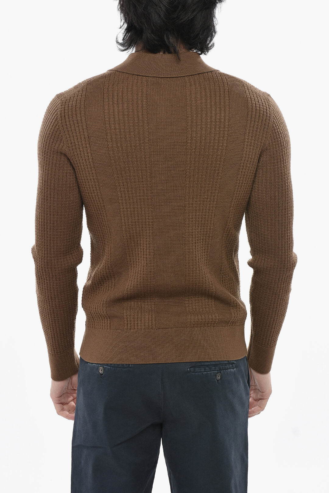 Paolo Pecora 2405~Virgin Wool Sweater With Polo Collar, view 2