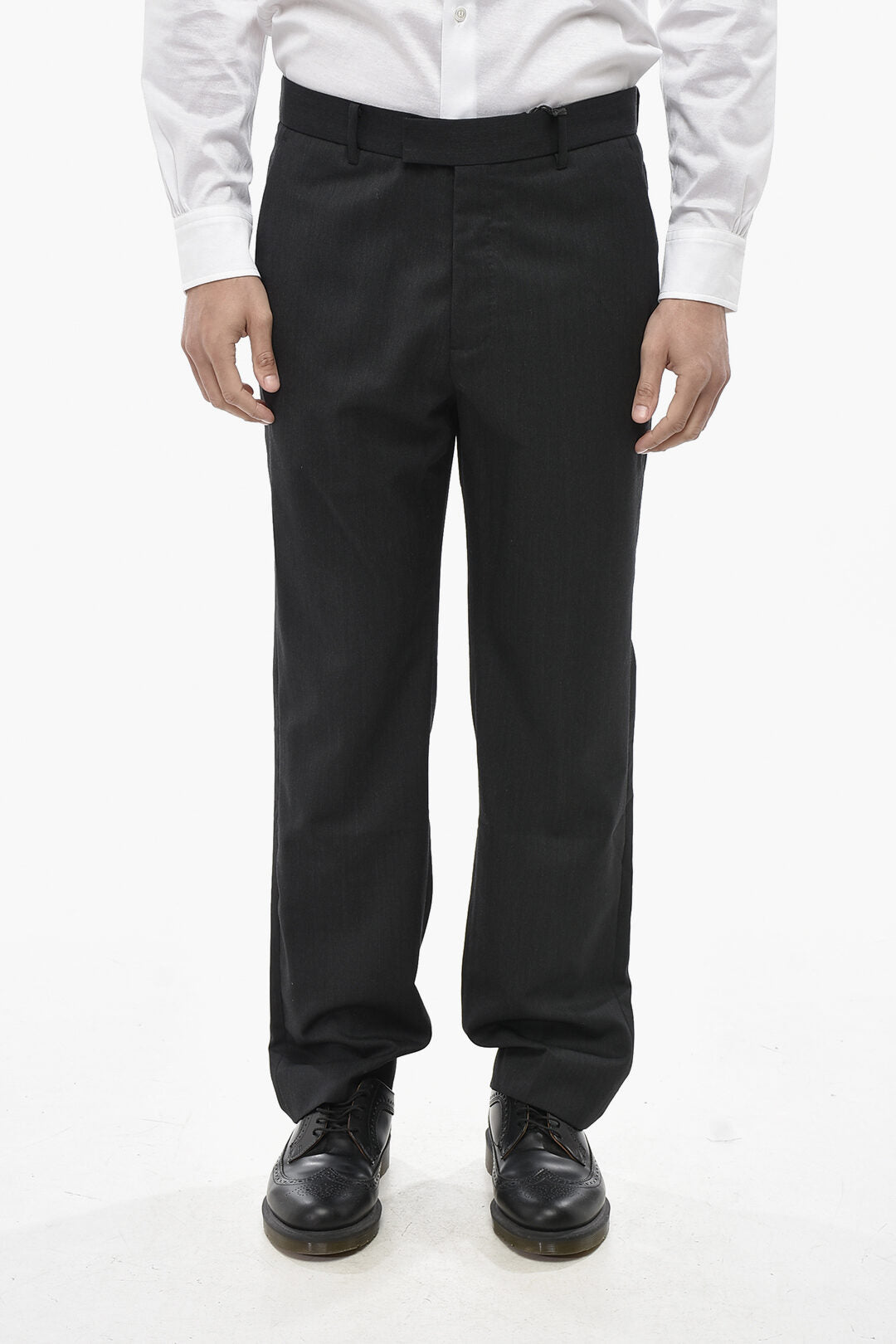 AllSaints 2470~Wool-Blend Trousers BLACKWATER With Concealed Button Fastening