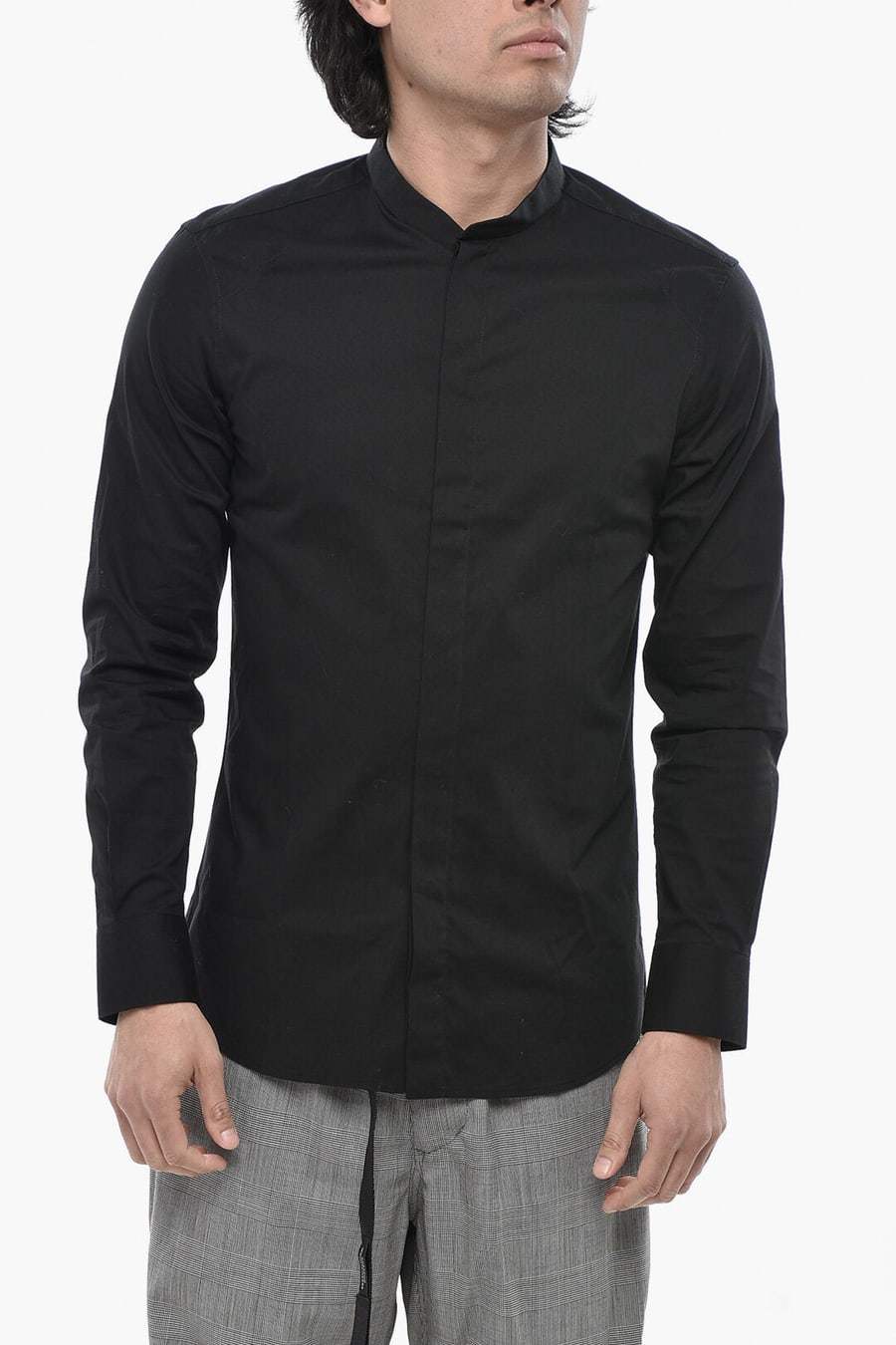 Paolo Pecora 3500~Stretch Cotton Shirt with Korean Collar