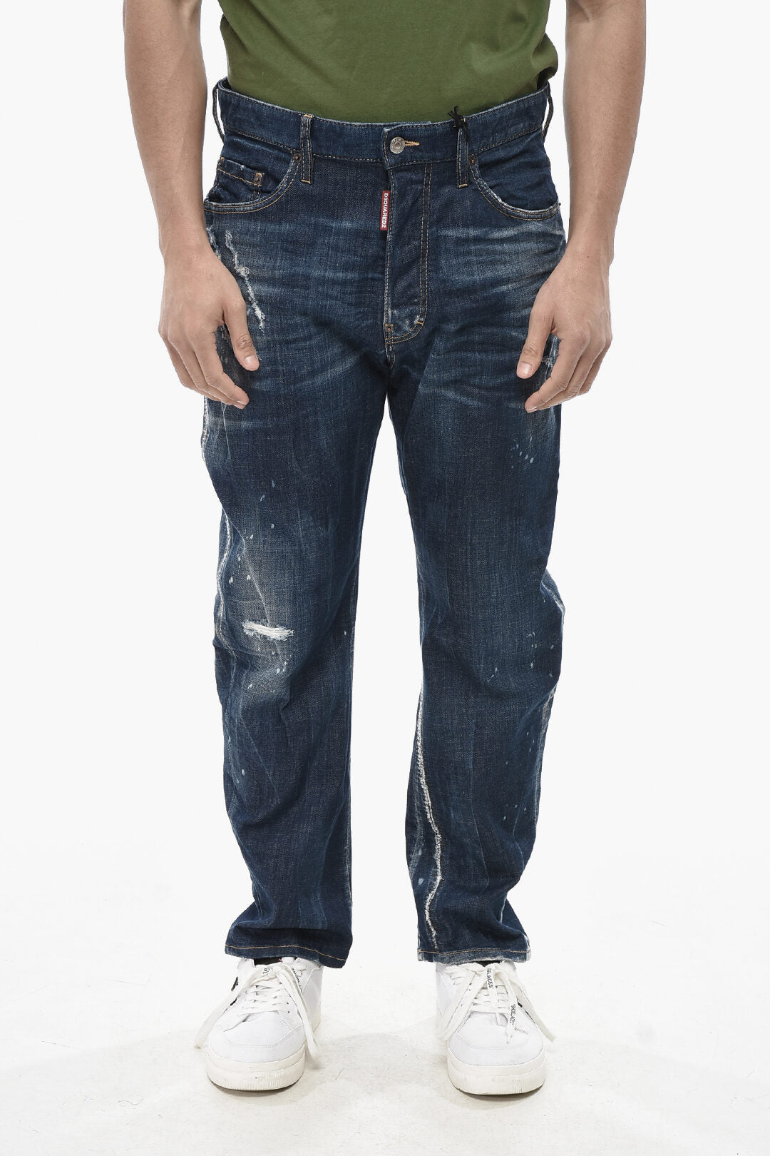 Dsquared2 2405~Vintage-Effect Jeans BRO with Leather Patch Logo 20cm