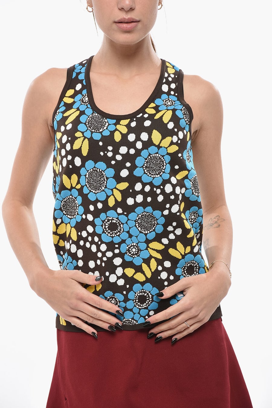 adidas 2405~WALES BONNER Knit Tank Top with Floral Pattern