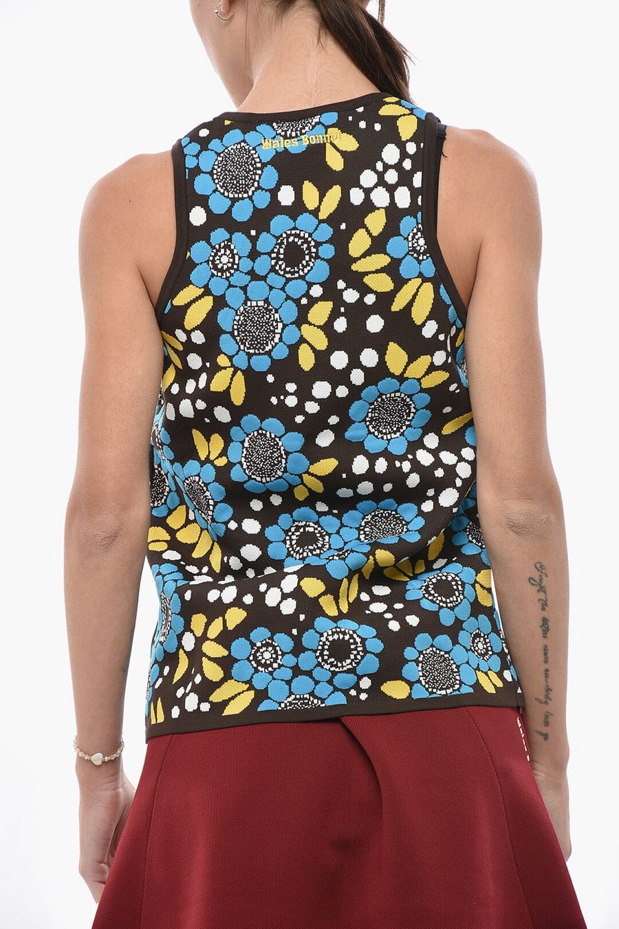 adidas 2405~WALES BONNER Knit Tank Top with Floral Pattern, view 2