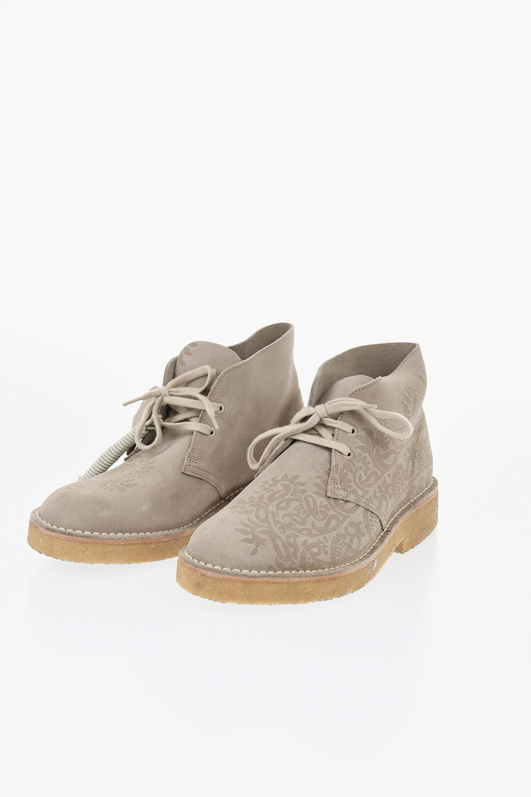 Clarks 2500~Suede Ankle Boots SAND INTEREST Paisley Pattern