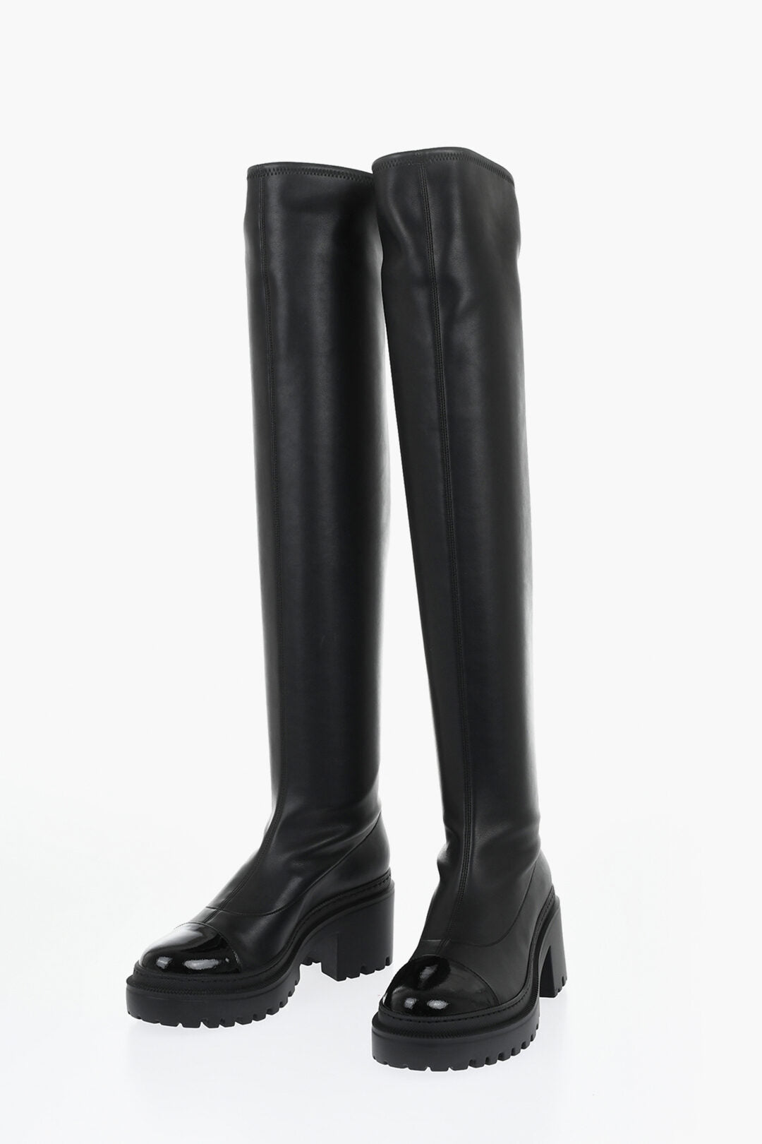 Giuseppe Zanotti 3500~Eco-leather Over-the-knee Boots with Patent-effect Toe