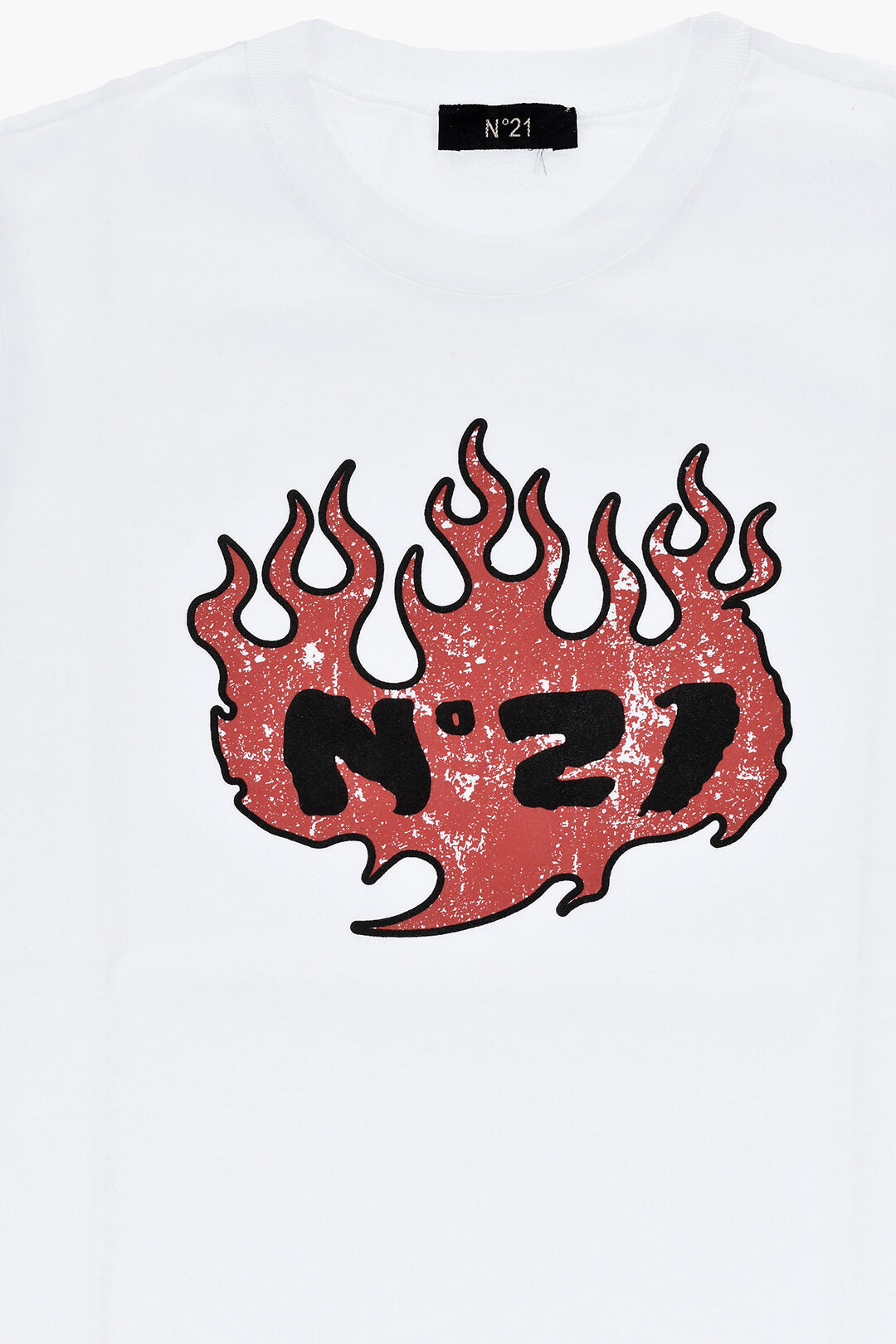 N.21 Kids 0115~Solid-Color Crewneck T-Shirt with Front Print