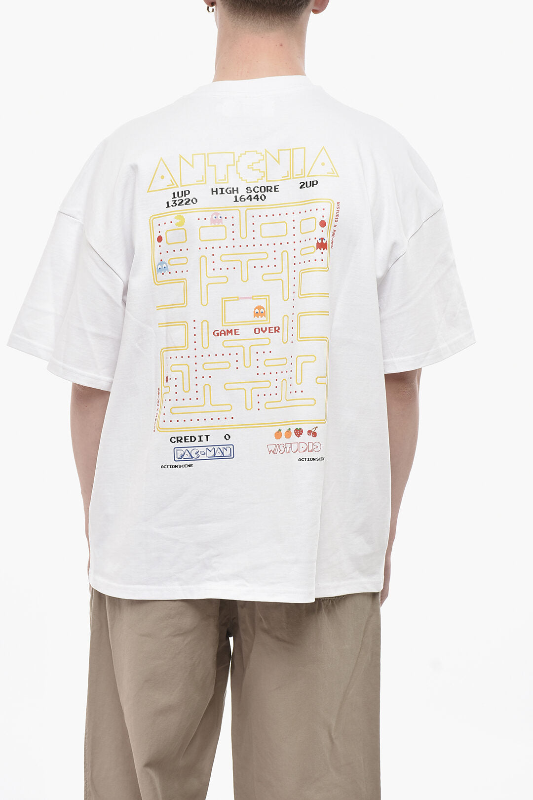 W/Studio 2405~ANTONIA X PAC-MAN Cotton Crewneck T-Shirt With Contrast Logo, view 2