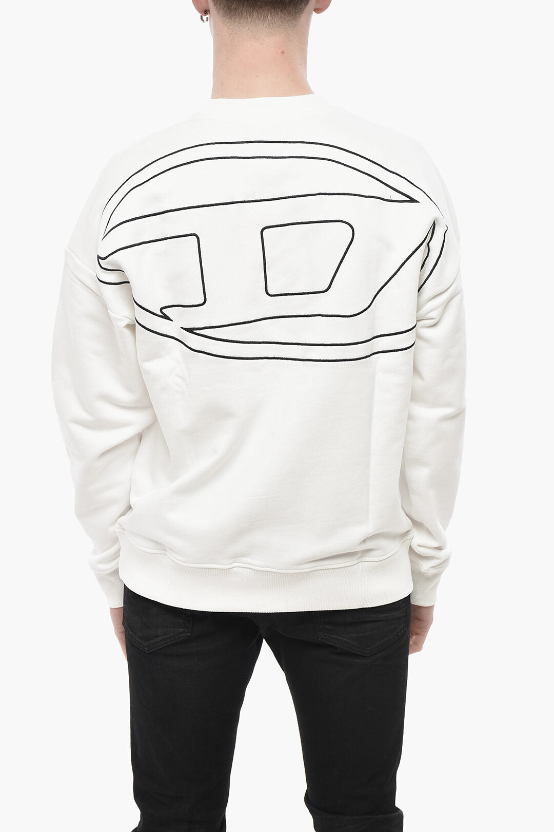Diesel 2405~Brushed Cotton Crew Neck Sweatshirt S-ROB-MEGOVAL-D with Maxi Embroidery, view 2