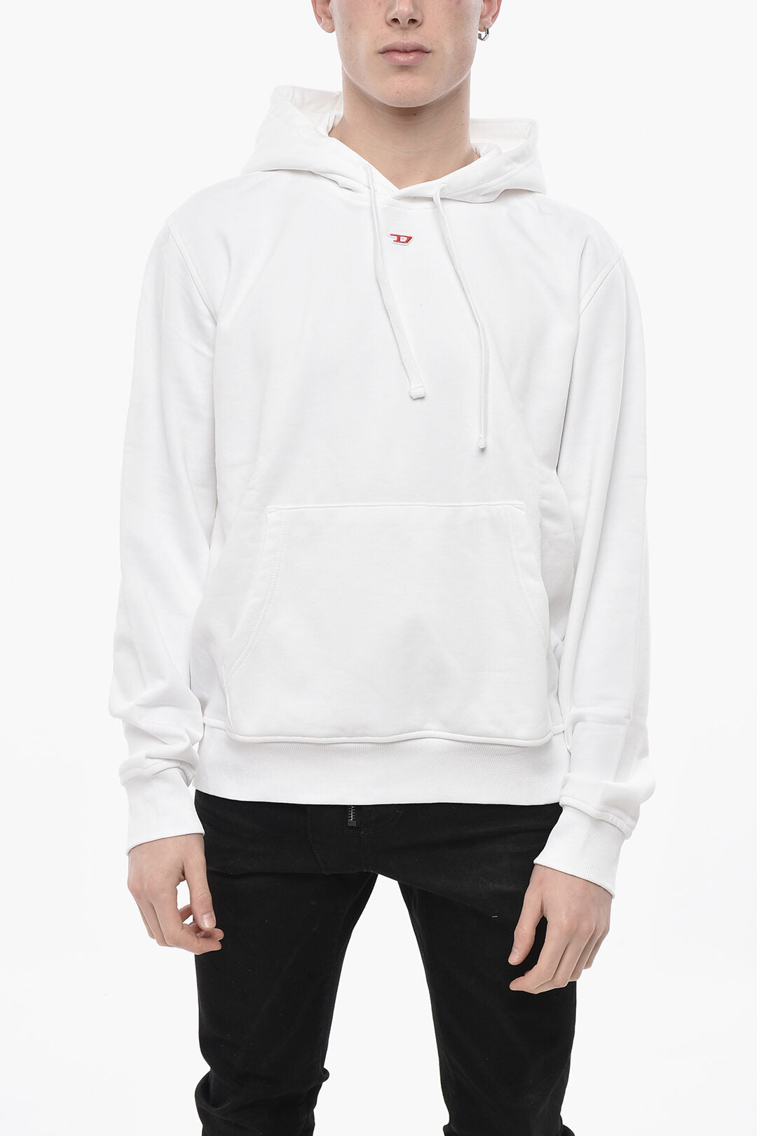 Diesel 2405~Solid Hooded Sweatshirt S-GINN with Monogram Embroidery