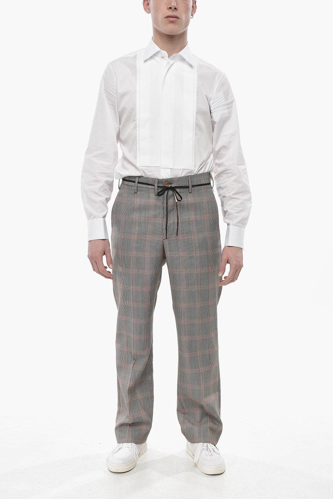 Marni 3050~District Check Virgin Wool-Blend Drawstring Trousers