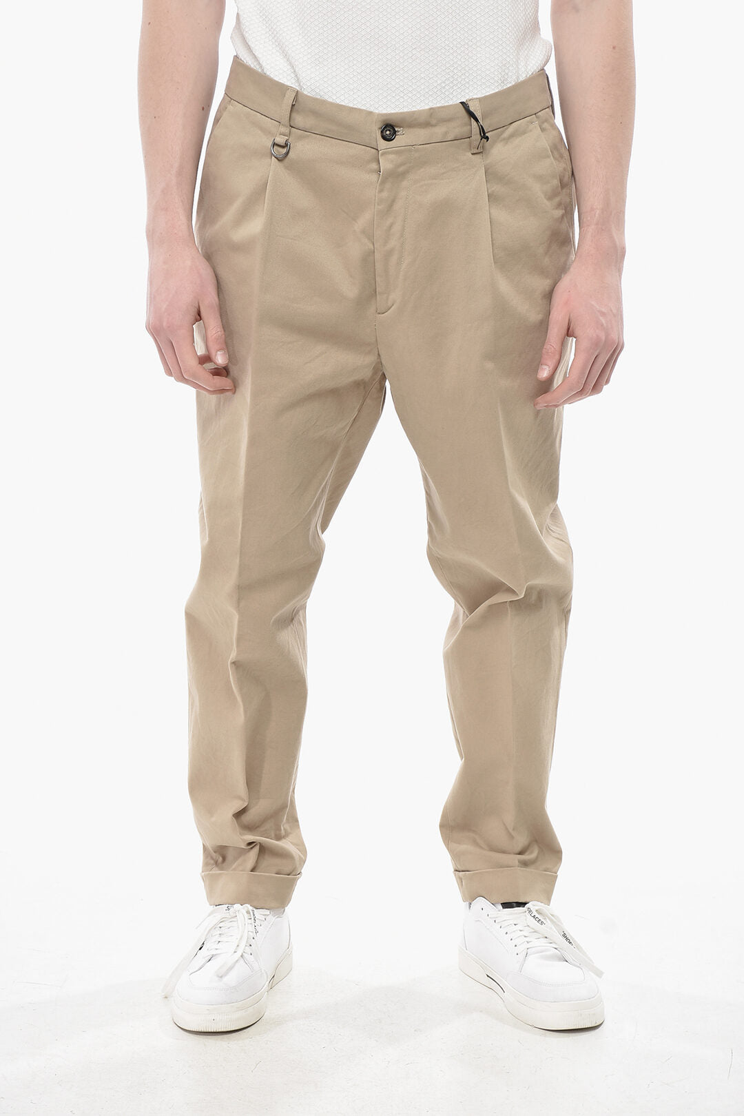 Paolo Pecora 2500~DUOMO Stretch Cotton Chino Trousers with Single Pleat