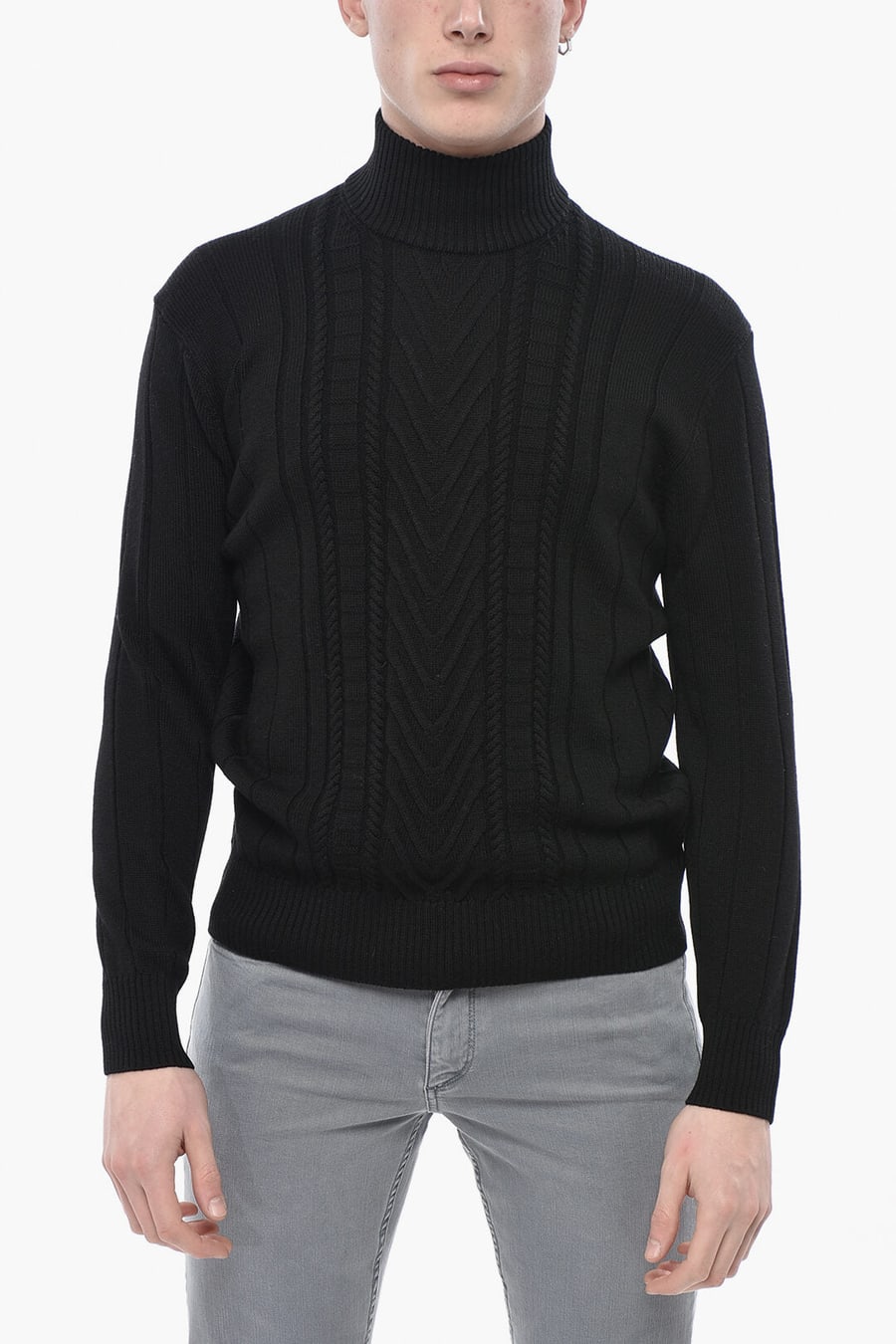 Paolo Pecora 3500~Solid Virgin Wool Mock Neck Sweater