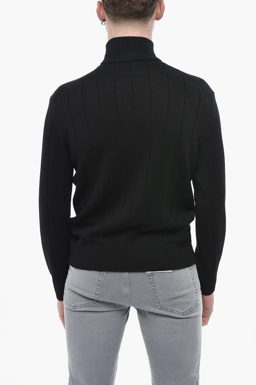 Paolo Pecora 3500~Solid Virgin Wool Mock Neck Sweater, view 2