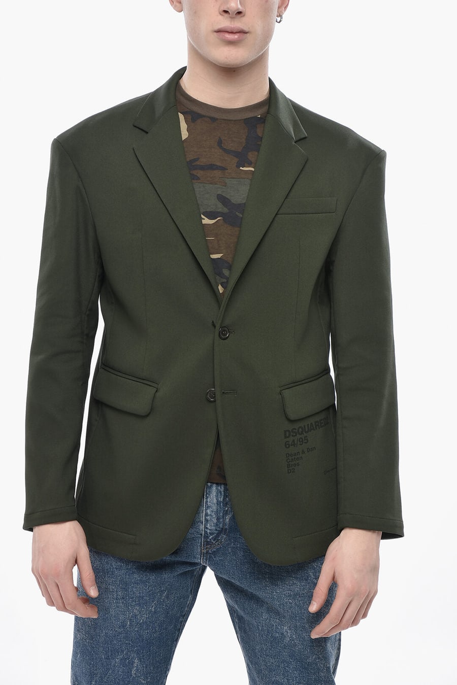 Dsquared2 2850~Unlined Solid-Color Two-Button Blazer with Flap Pockets
