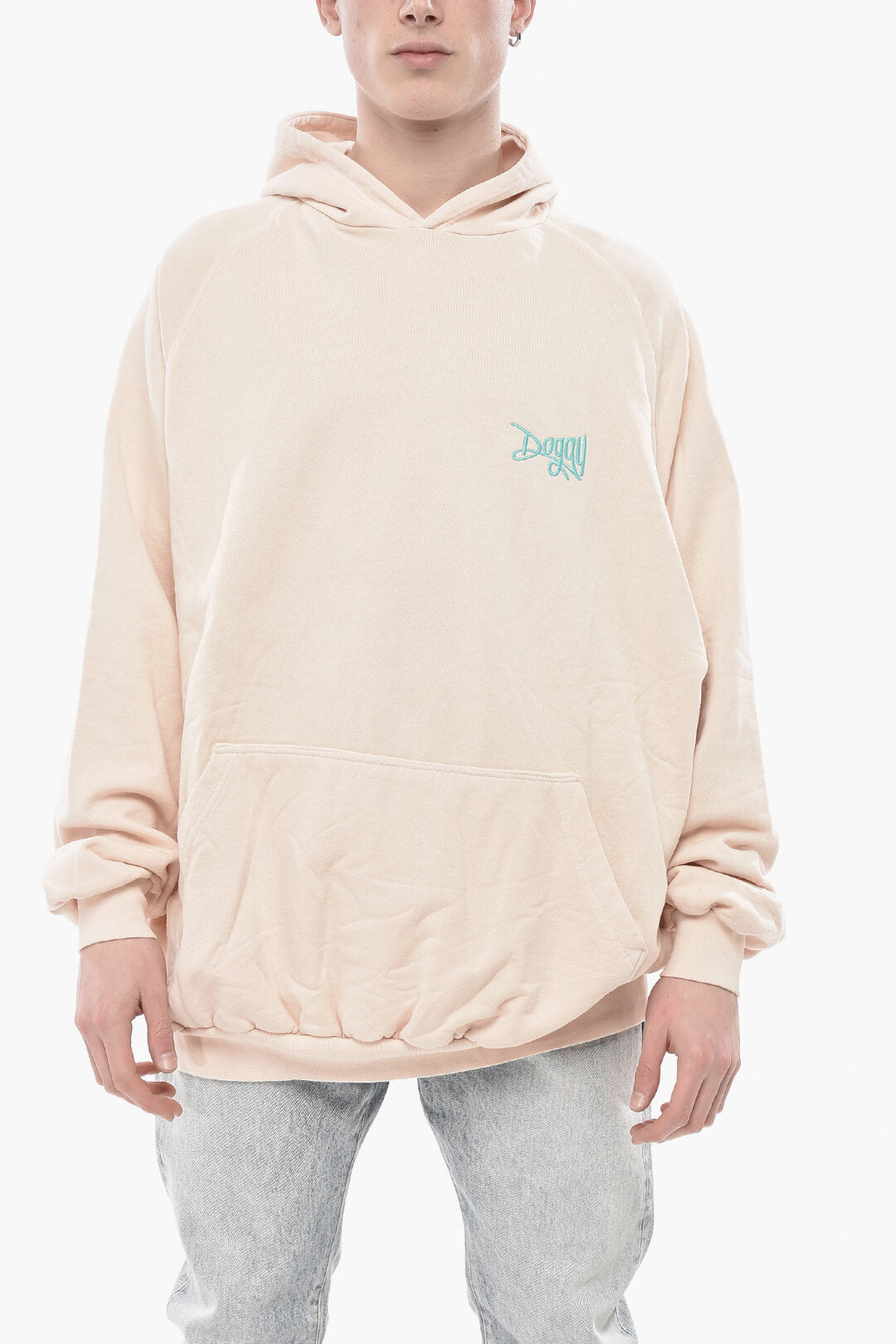 Doggy 3050~Brushed Cotton Hoodie with Embroidered Logo