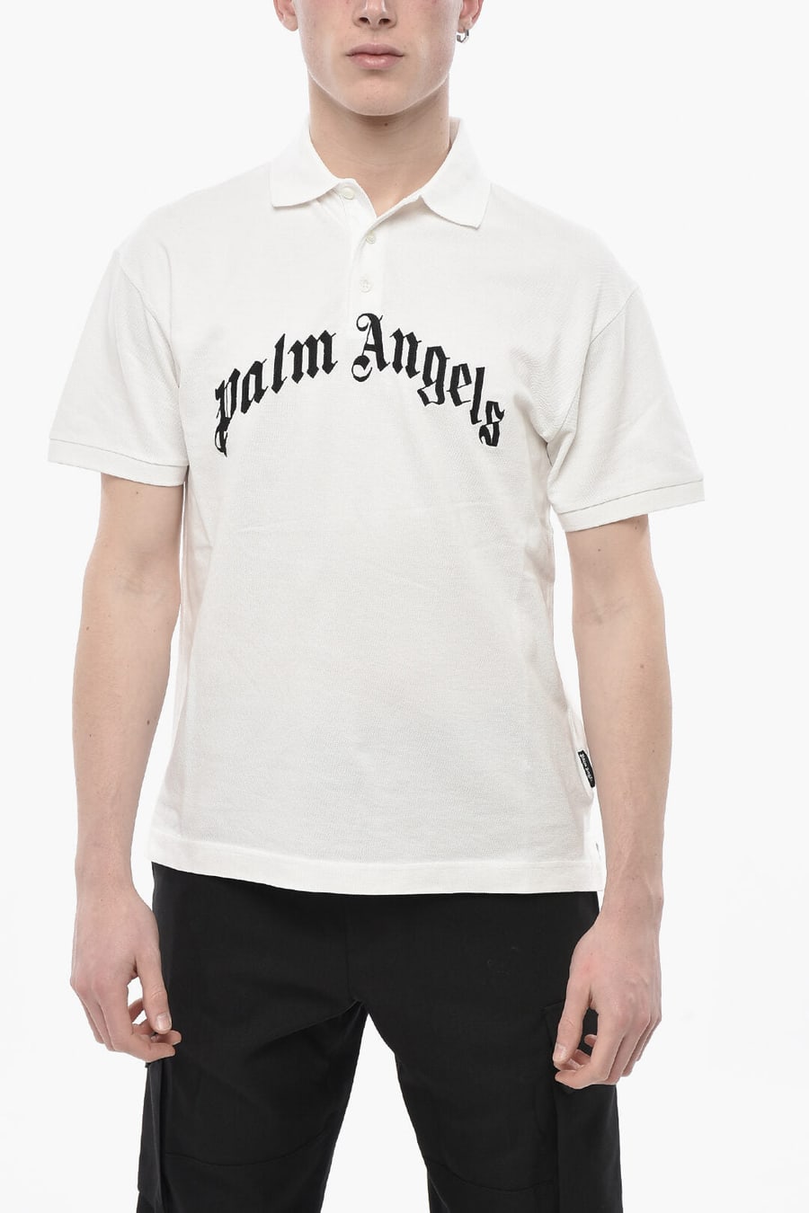 Palm Angels 0115~Hopsack Cotton Polo With Embroidered Logo