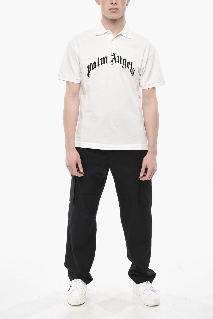 Palm Angels 0115~Hopsack Cotton Polo With Embroidered Logo, view 4
