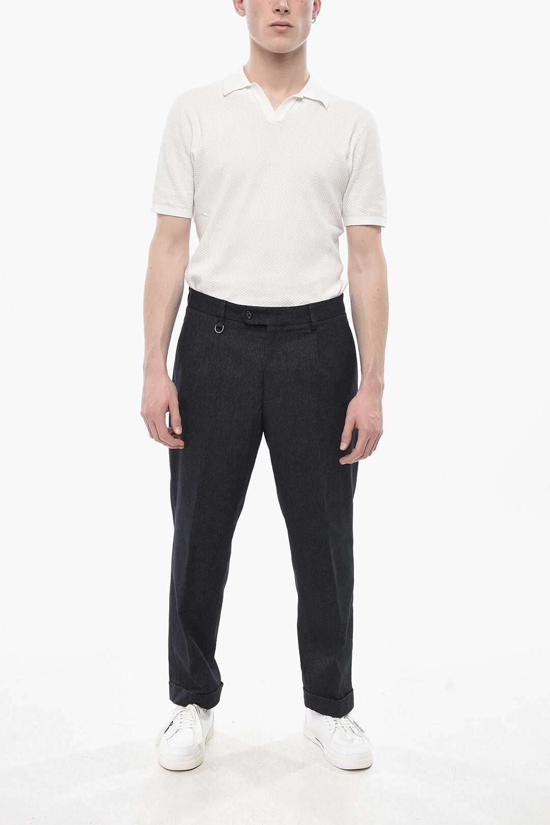 Paolo Pecora 2405~Cotton-Blend 4-Pocket Trousers With Turn-Ups And Front Pleat