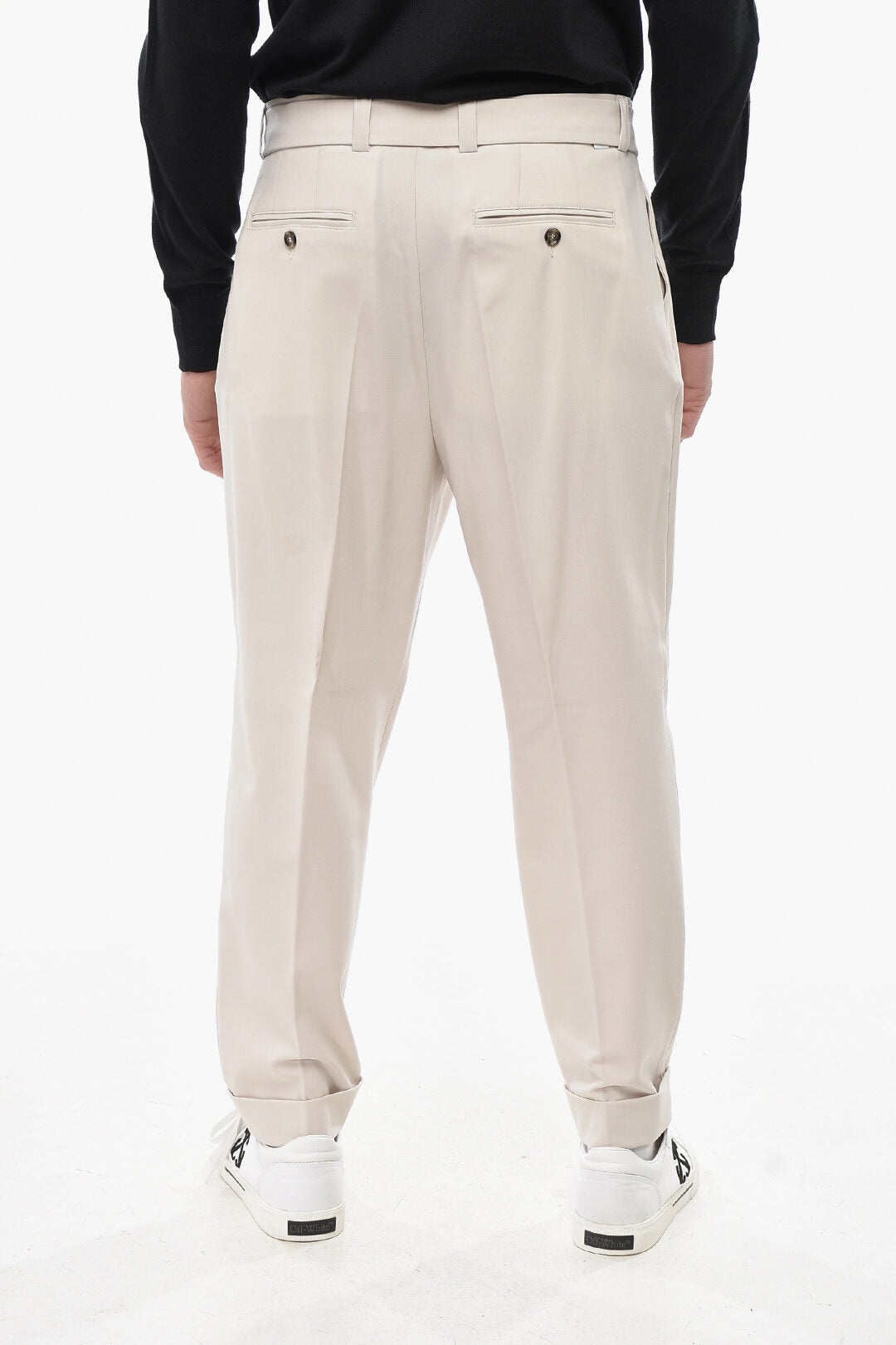 Paolo Pecora 2500~Wool-Blend 4-Pocket Trousers With Belt, view 2