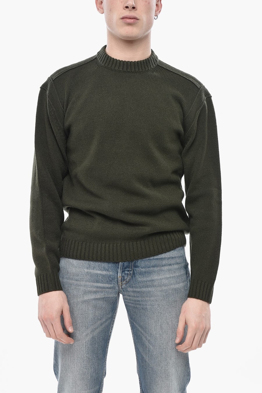 Paolo Pecora 2850~Solid Wool-Blend Crew Neck Sweater
