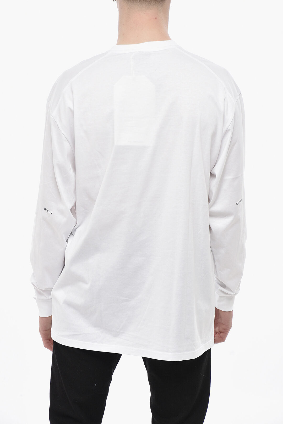 Setchu 2405~Crew Neck T-Shirt ORIGAMI Long Sleeve with Printed Logo, view 2