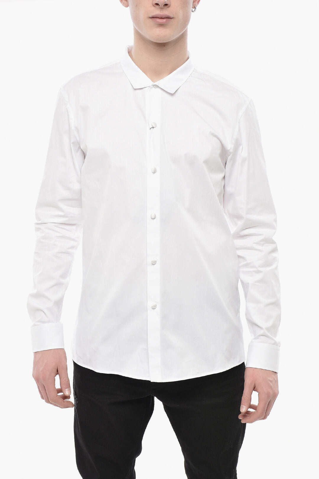 Balmain 2405~Cotton Poplin Shirt with Satin Buttons