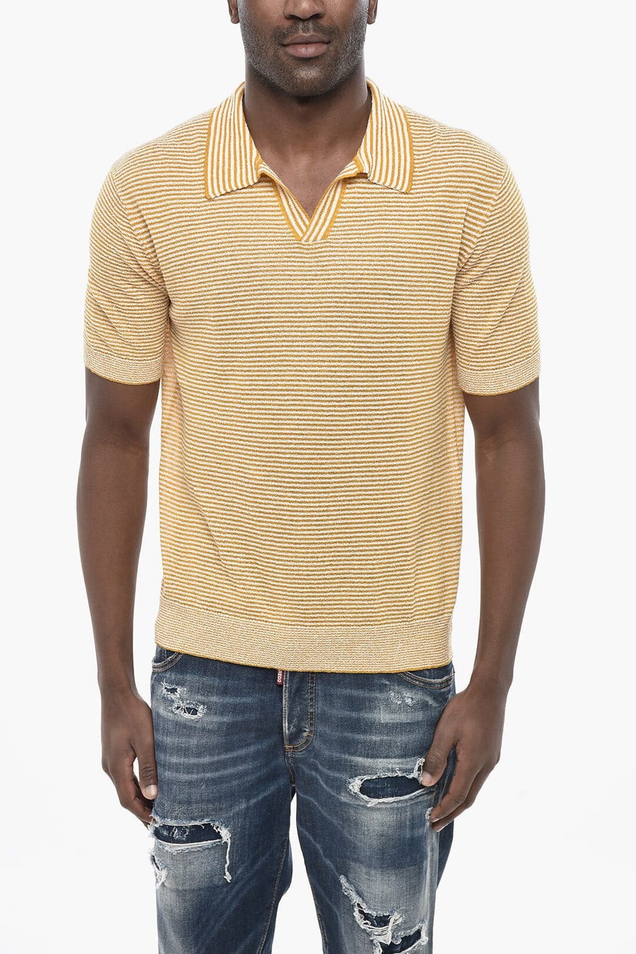 Altea 3000~Two-Tone Striped Short-Sleeve Knit