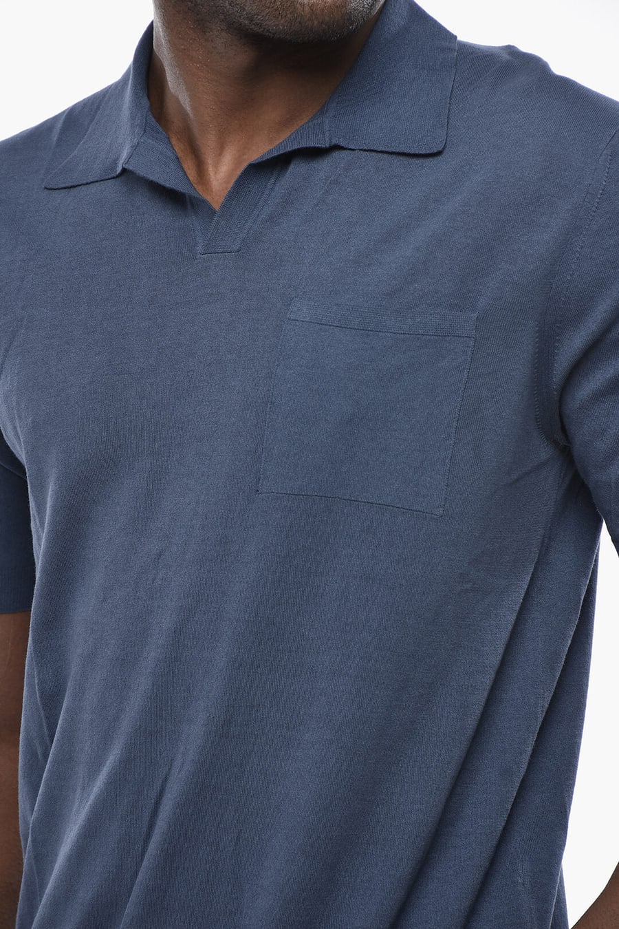 Altea 2405~Solid Open-Collar Polo with Chest Pocket, view 3