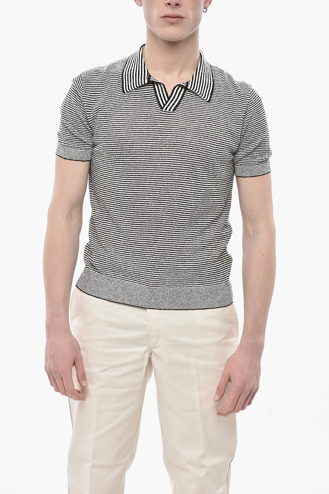 Altea 2550~Striped Polo-Collar Sweater