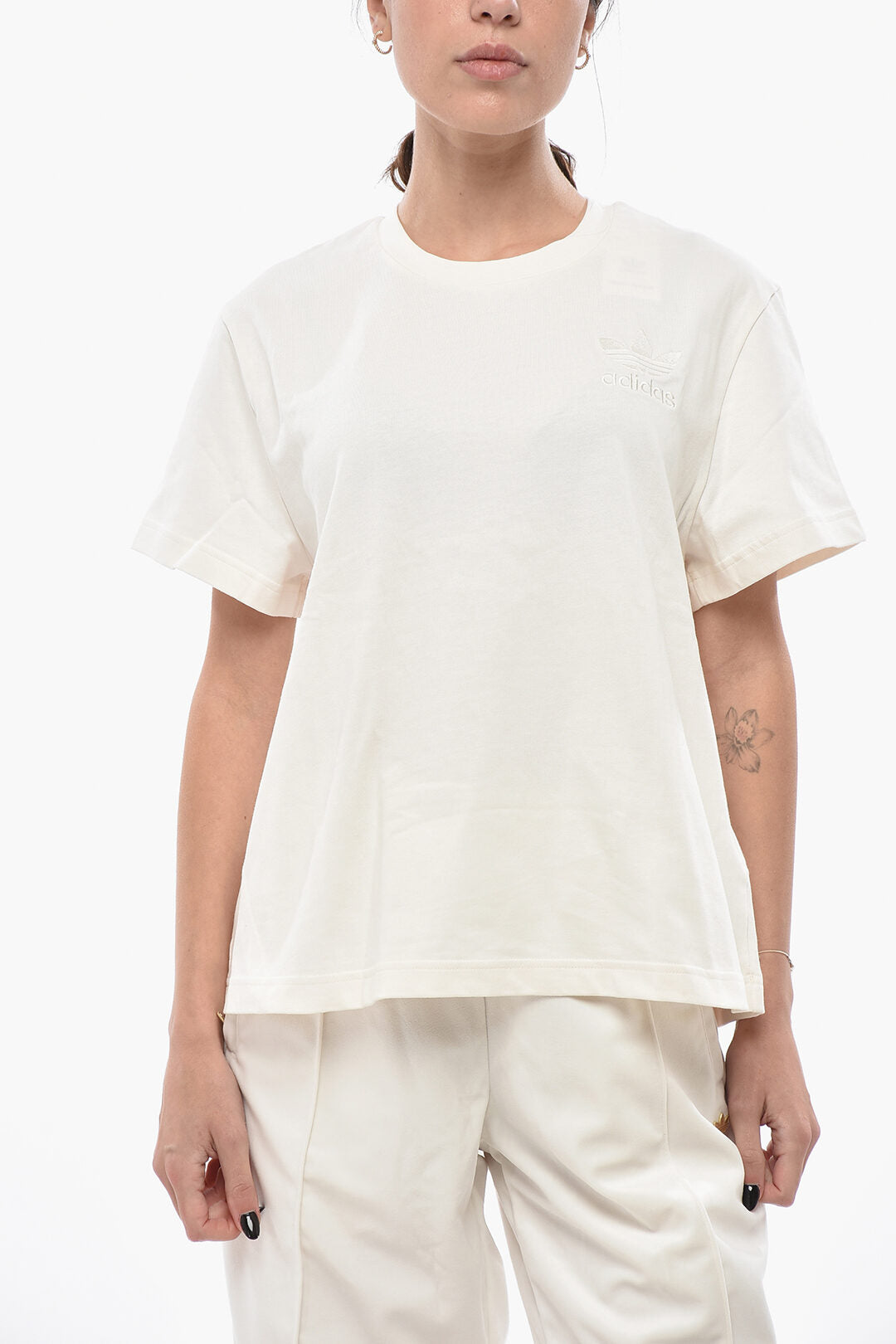 adidas 2405~WALES BONNER Cotton Crewneck T-Shirt With Embroidered Logo