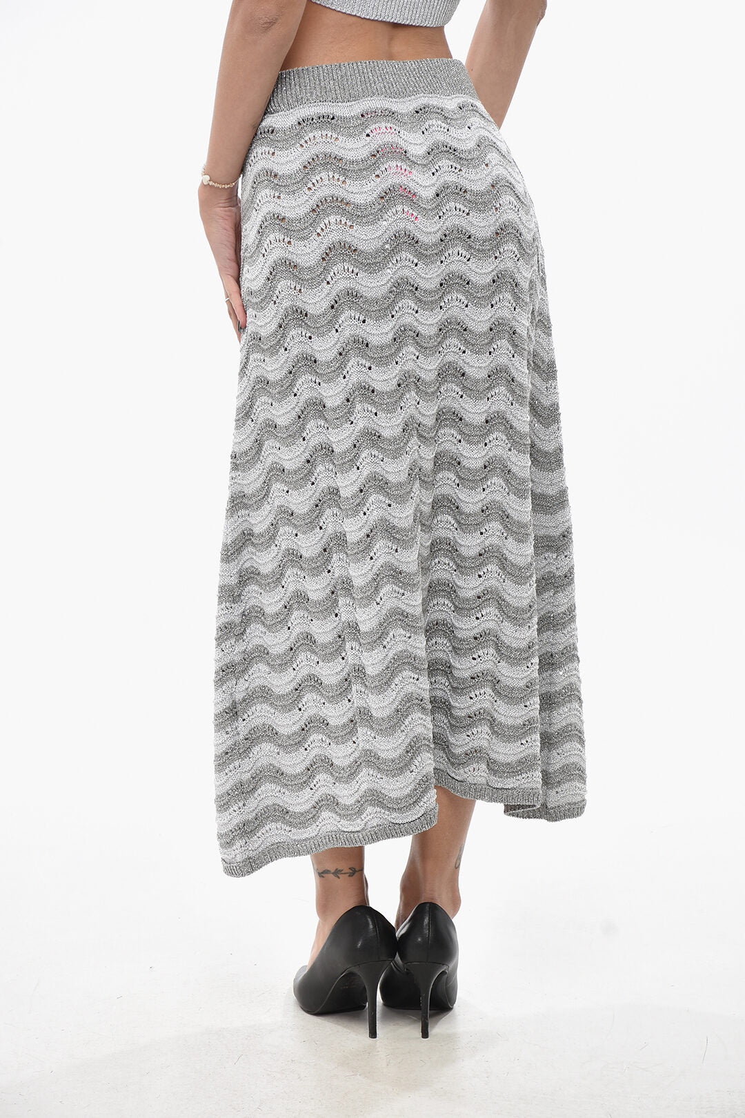 Colour Market 3050~Lurex Midi Skirt with Elastic Waist, view 2
