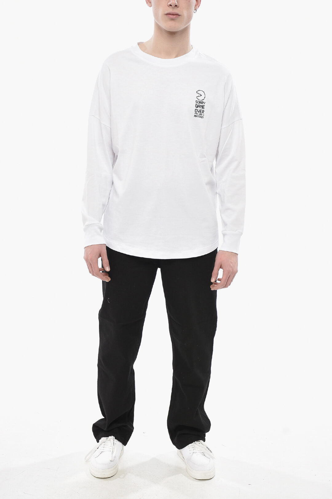 W/Studio 2405~ANTONIA X PAC-MAN Cotton Long Sleeve Crewneck T-Shirt