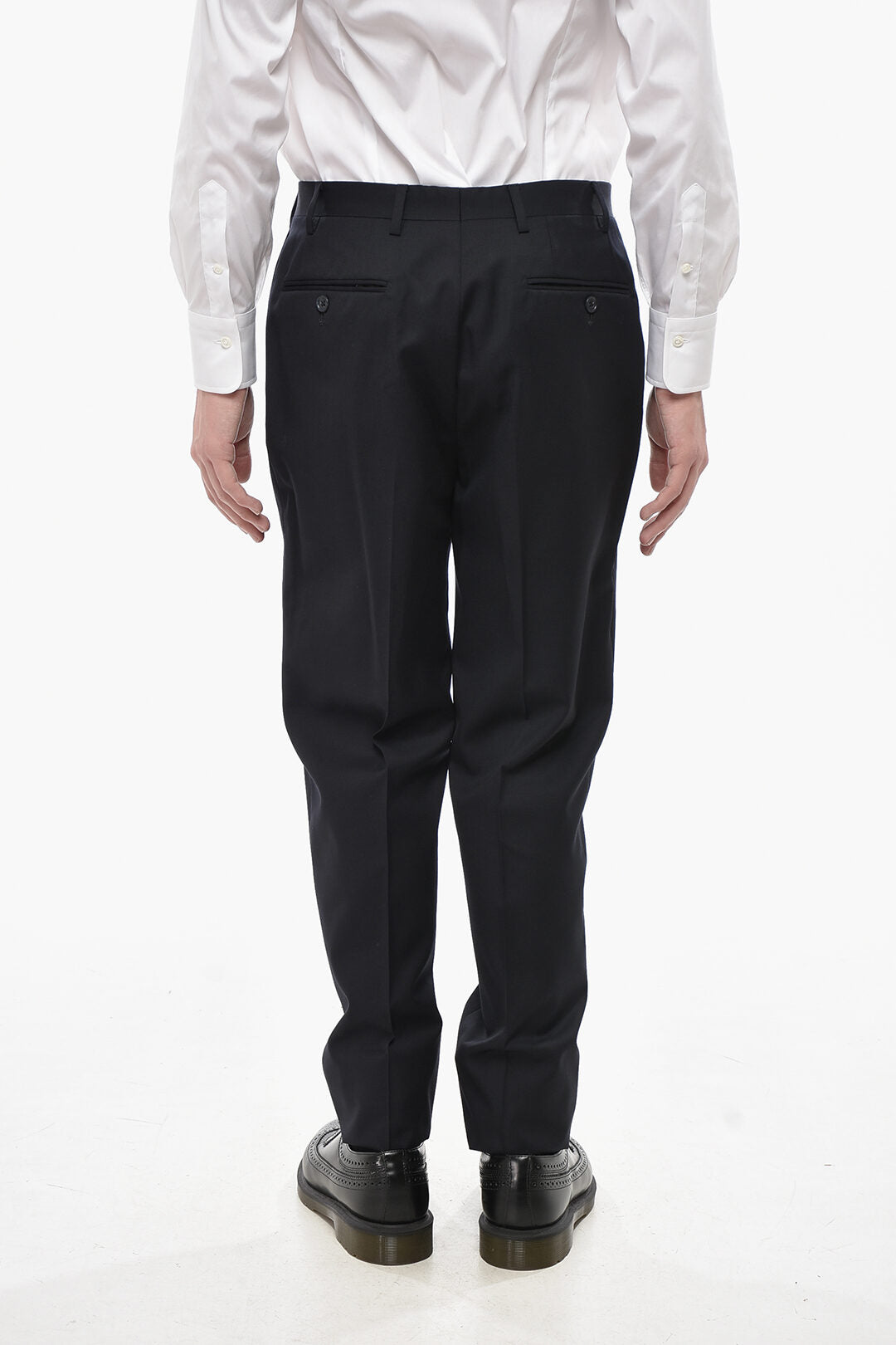 Corneliani 2405~Fresco Wool Trousers with Belt Loops, view 2