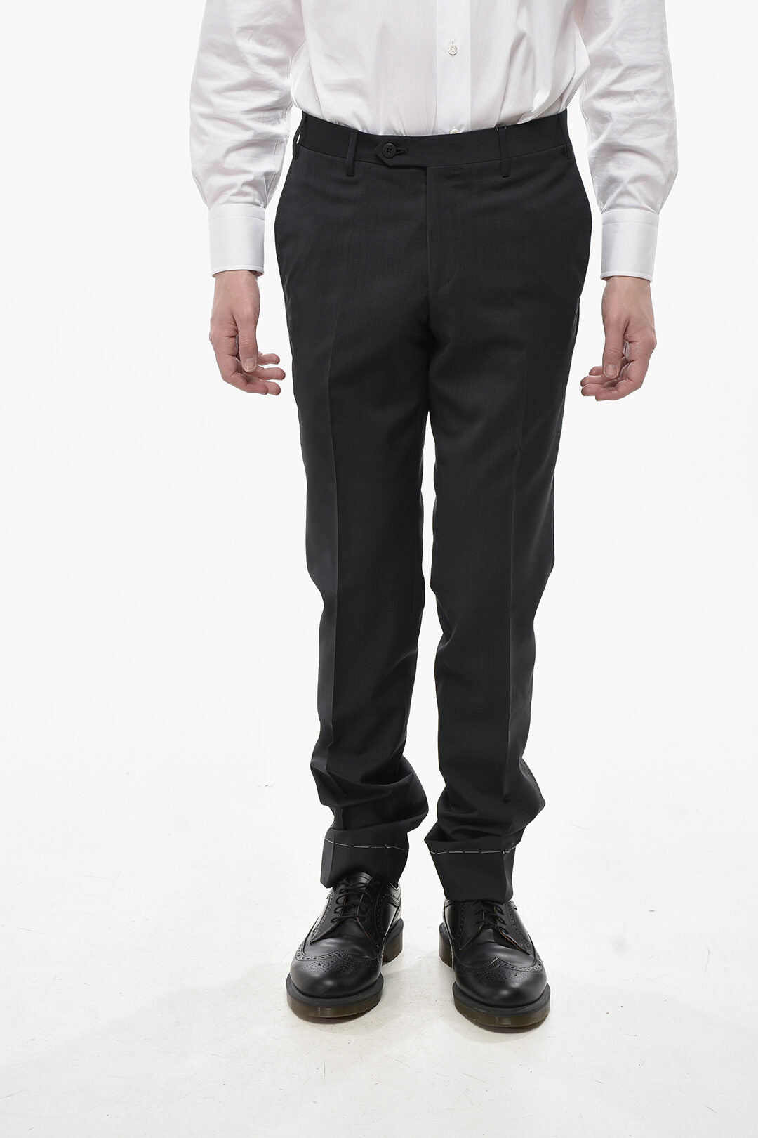 Corneliani 3500~Pin-Check Virgin Wool Trousers ACADEMY