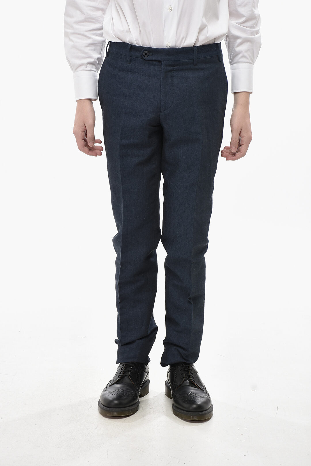 Corneliani 2405~4-Pocket Linen-Blend Trousers with Belt Loops