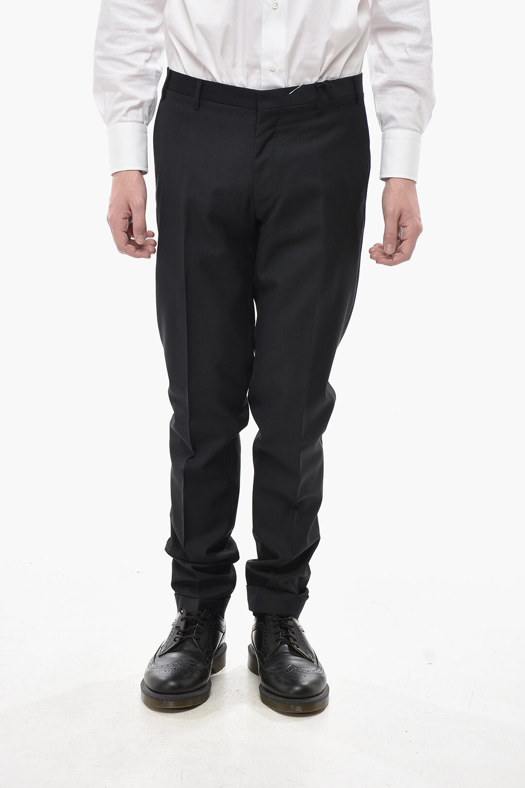 Corneliani 2405~CC COLLECTION Virgin Wool Trousers with Turn-Up Hem