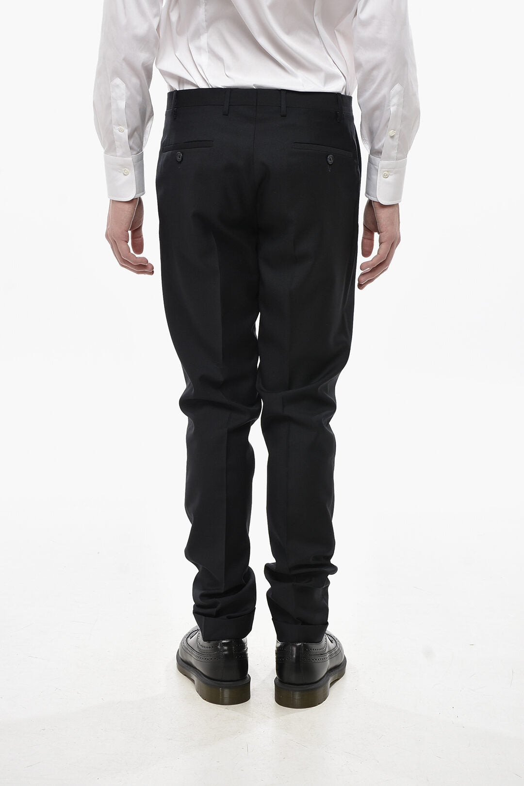 Corneliani 2405~CC COLLECTION Virgin Wool Trousers with Turn-Up Hem, view 2