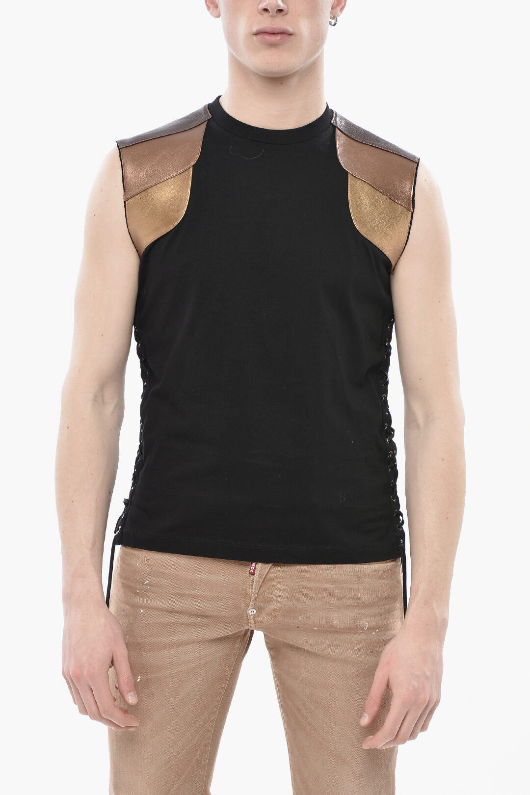 Dsquared2 3500~Crew-Neck Cotton T-Shirt with Metallic Details