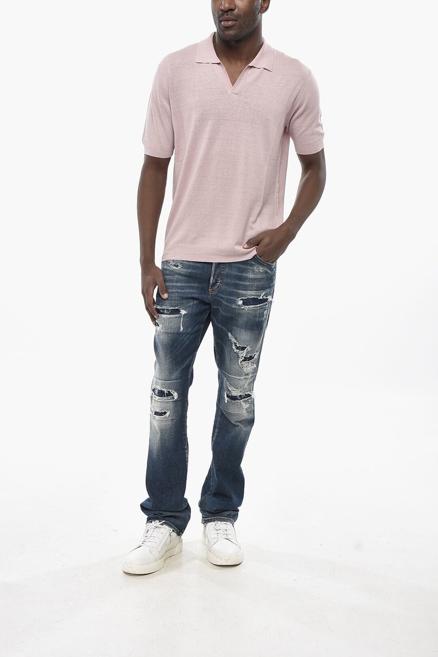 Altea 3050~Solid-Colour Polo With Open Collar, view 4
