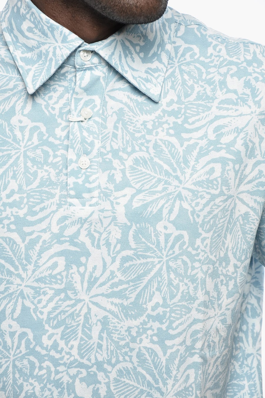 Altea 2405~3-Button Polo with Botanical Print, view 3