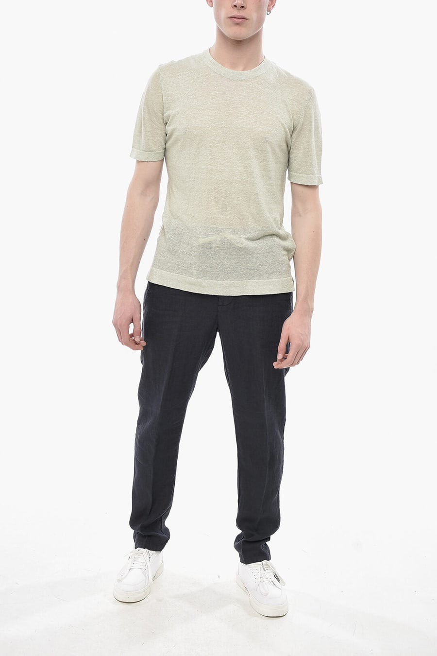Altea 2850~Linen-Blend Crewneck T-Shirt, view 4