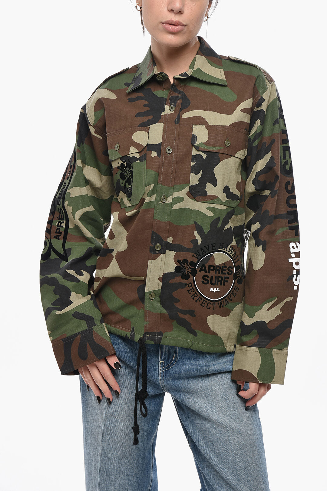 Apres Surf 2800~Overshirt SAVANA with Flocked Print and Camouflage Pattern